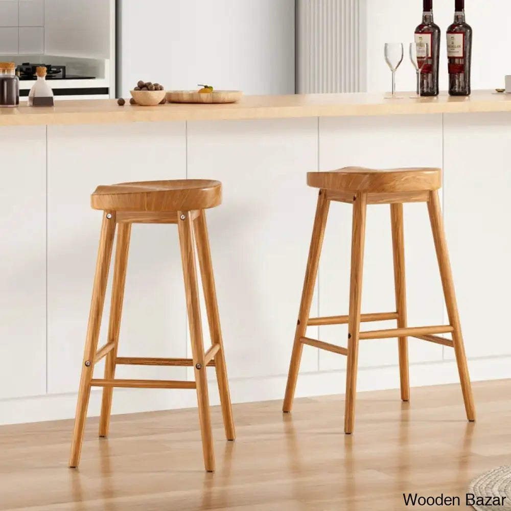 Olive Swivel Solid Wood Counter And Bar Stool (Set Of 2)