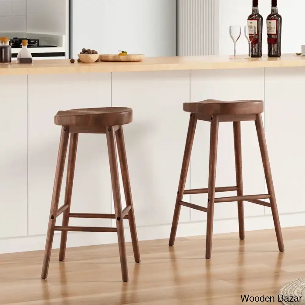 Olive Swivel Solid Wood Counter And Bar Stool (Set Of 2)