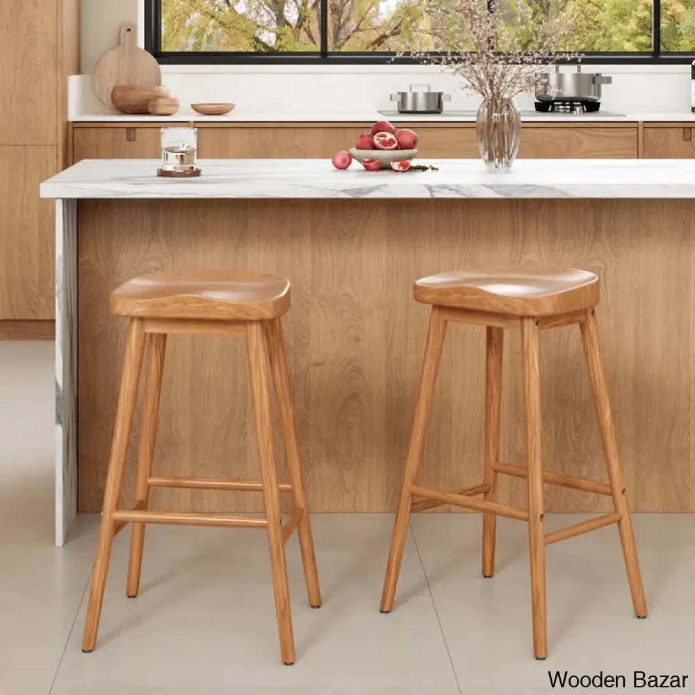 Olive Swivel Solid Wood Counter And Bar Stool (Set Of 2) Natural