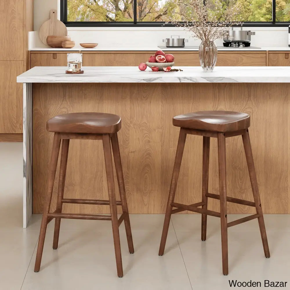 Olive Swivel Solid Wood Counter And Bar Stool (Set Of 2) Walnut