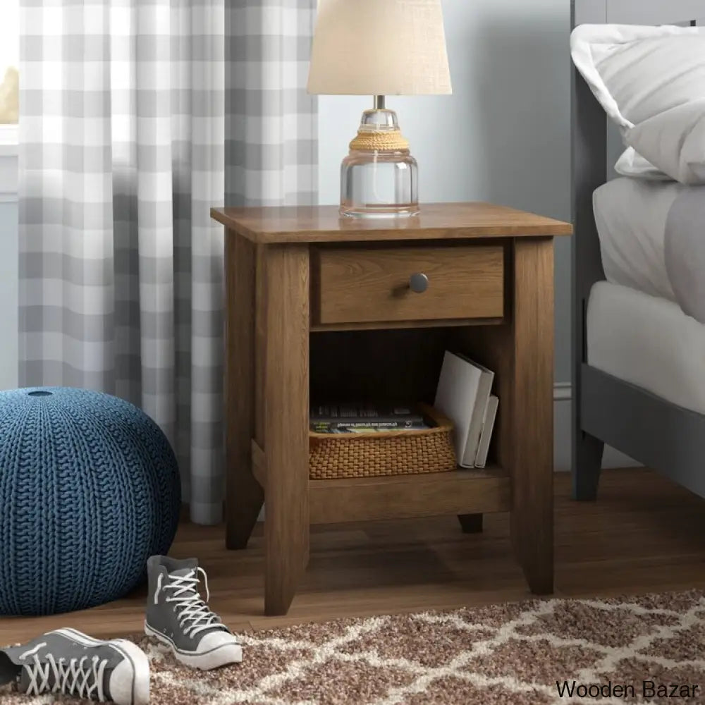 Bedside Table - Wooden Bazar