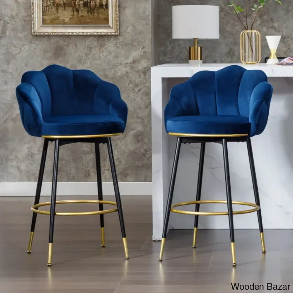 Olvinas Swivel 29’’ Tall Bar Stools & Counter (Set Of 2) Blue