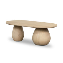 Rivaan Base Oval Coffee Table - Wooden Bazar