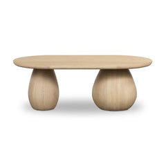 Rivaan Base Oval Coffee Table - Wooden Bazar