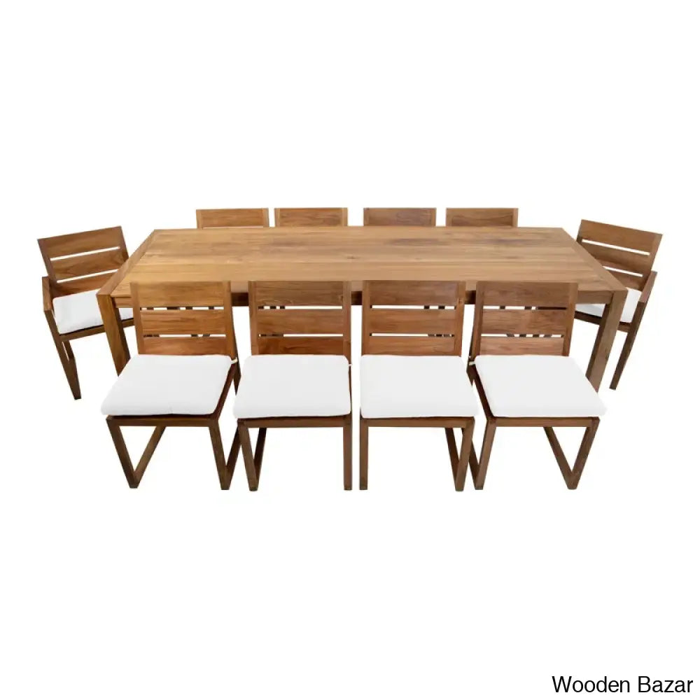 Ormaan 11 - Piece Solid Wood Dining Set