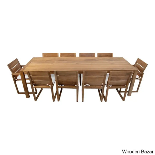 Ormaan 11 - Piece Solid Wood Dining Set