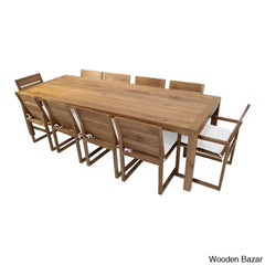 Ormaan 11 - Piece Solid Wood Dining Set