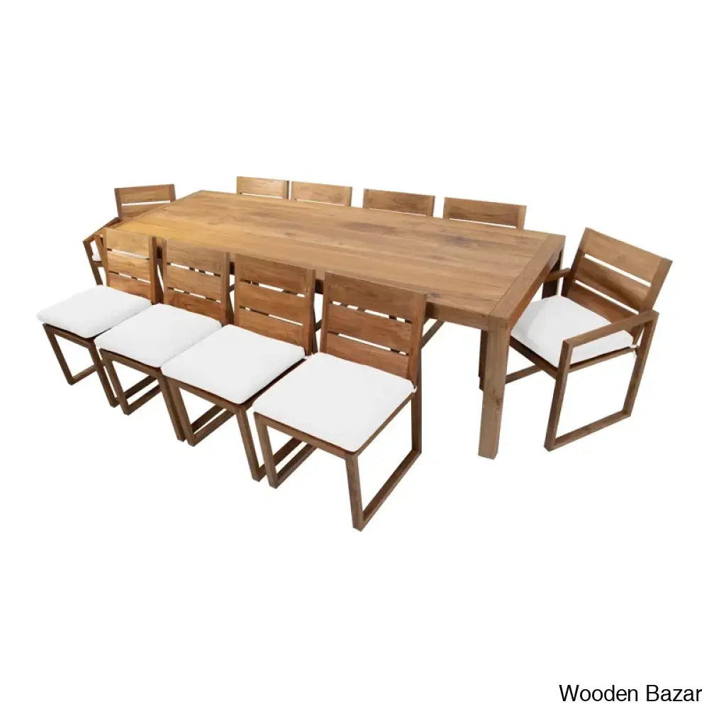 Ormaan 11 - Piece Solid Wood Dining Set