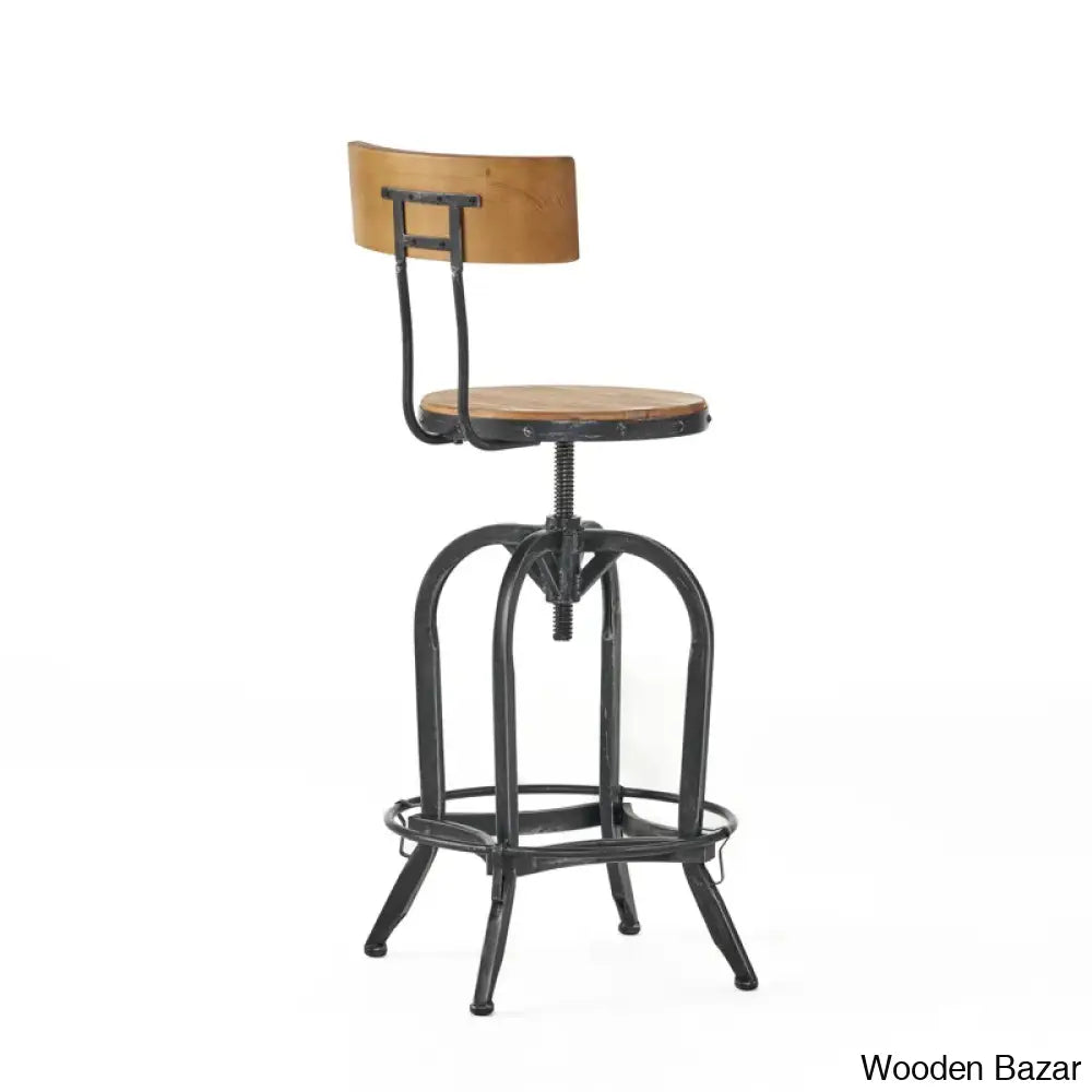 Oswalto Swivel Adjustable Height Counter And Bar Stool With Metal Frame