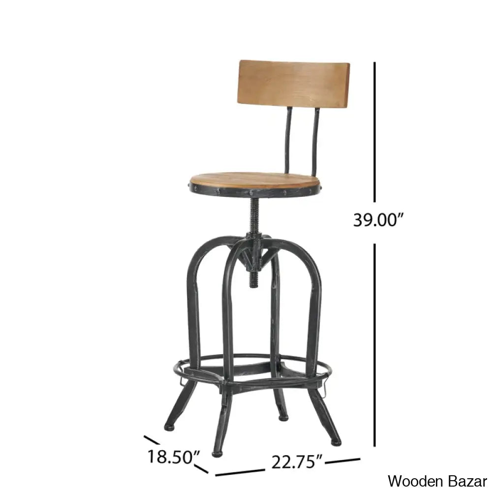 Oswalto Swivel Adjustable Height Counter And Bar Stool With Metal Frame