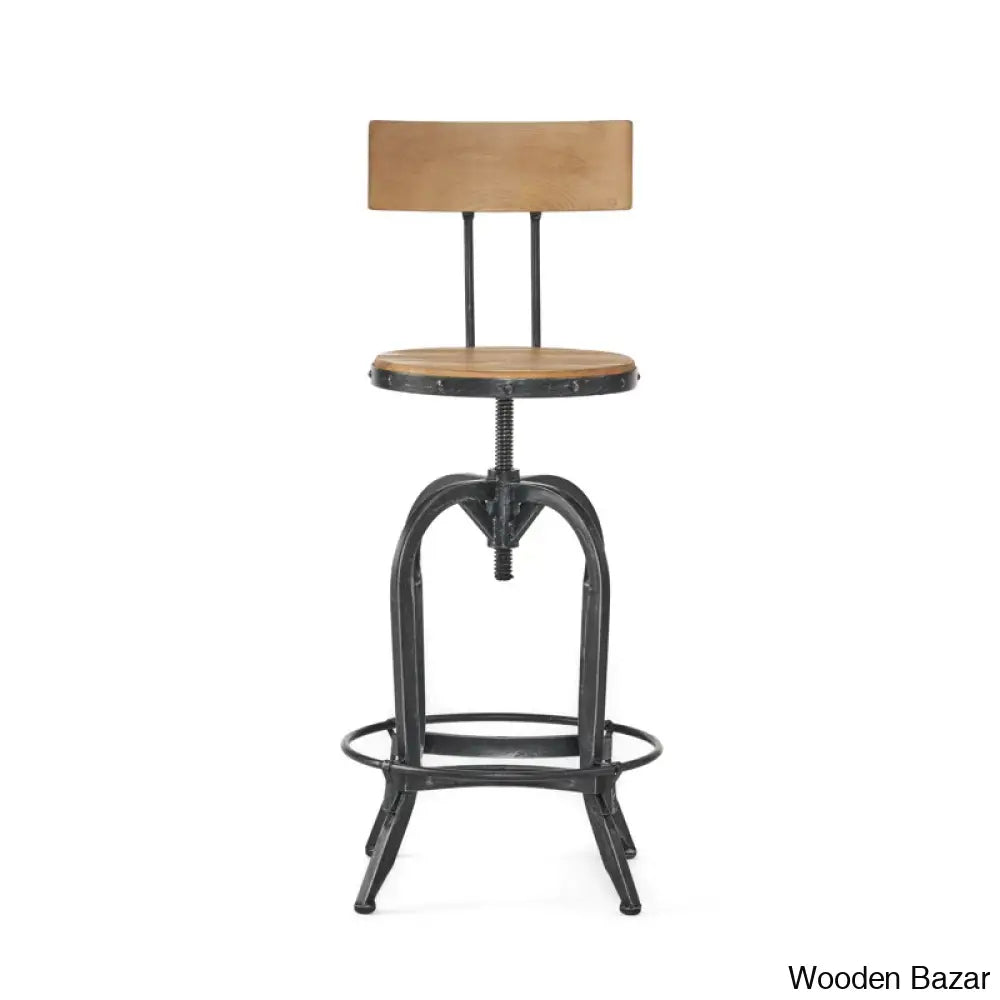 Oswalto Swivel Adjustable Height Counter And Bar Stool With Metal Frame