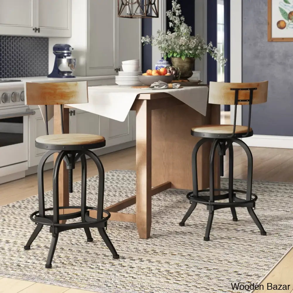 Oswalto Swivel Adjustable Height Counter And Bar Stool With Metal Frame