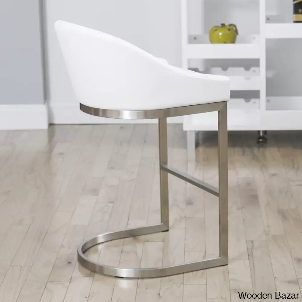 Otusa Swivel 26’’ Counter Height Brushed Stainless Steel And Bar Stool