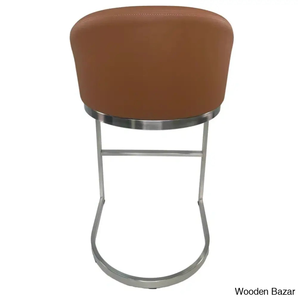 Otusa Swivel 26’’ Counter Height Brushed Stainless Steel And Bar Stool