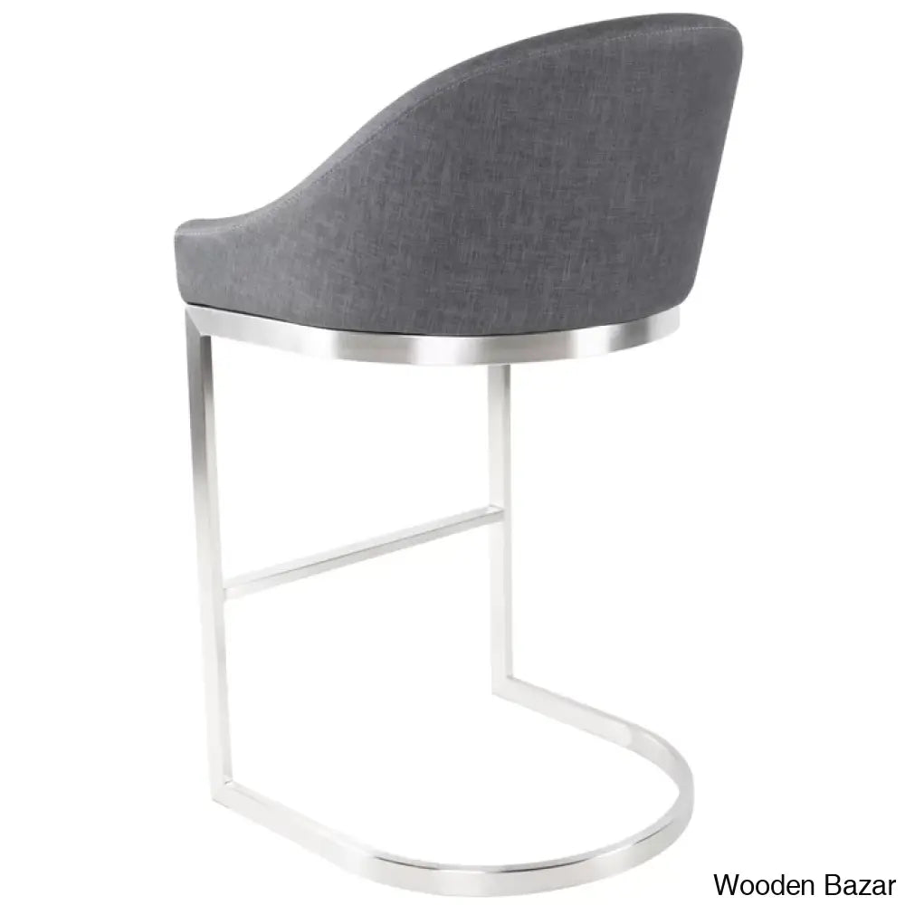 Otusa Swivel 26’’ Counter Height Brushed Stainless Steel And Bar Stool