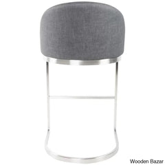 Otusa Swivel 26’’ Counter Height Brushed Stainless Steel And Bar Stool