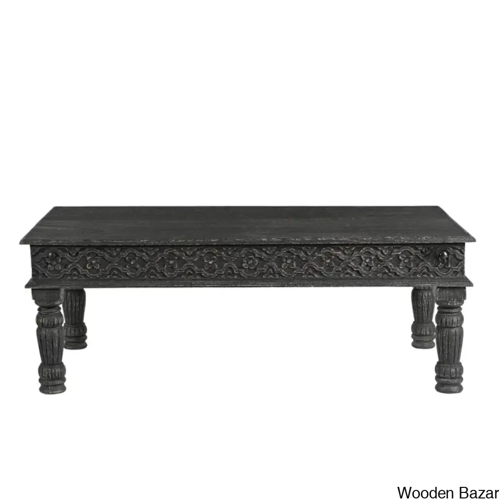 Pacjo Solid Wood Coffee And Center Table Antique Black