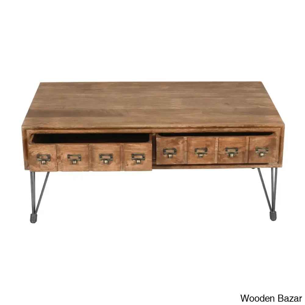 Padihams American Vintage Coffee And Center Table With Apothecary Drawers