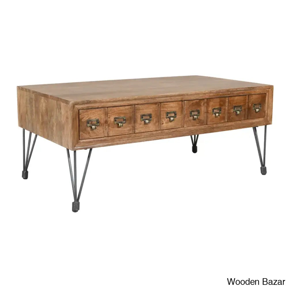 Padihams American Vintage Coffee And Center Table With Apothecary Drawers