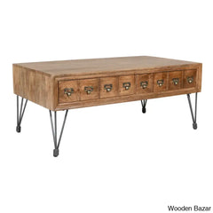 Padihams American Vintage Coffee And Center Table With Apothecary Drawers
