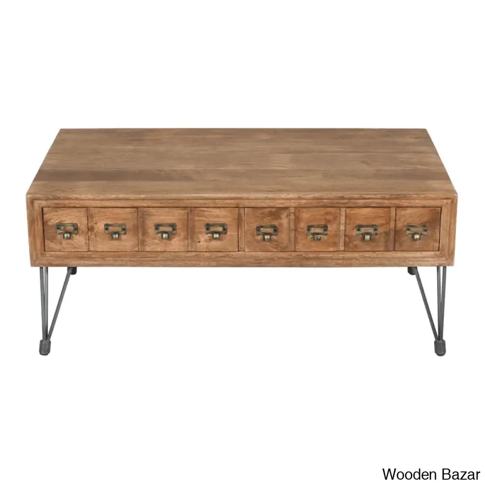 Padihams American Vintage Coffee And Center Table With Apothecary Drawers