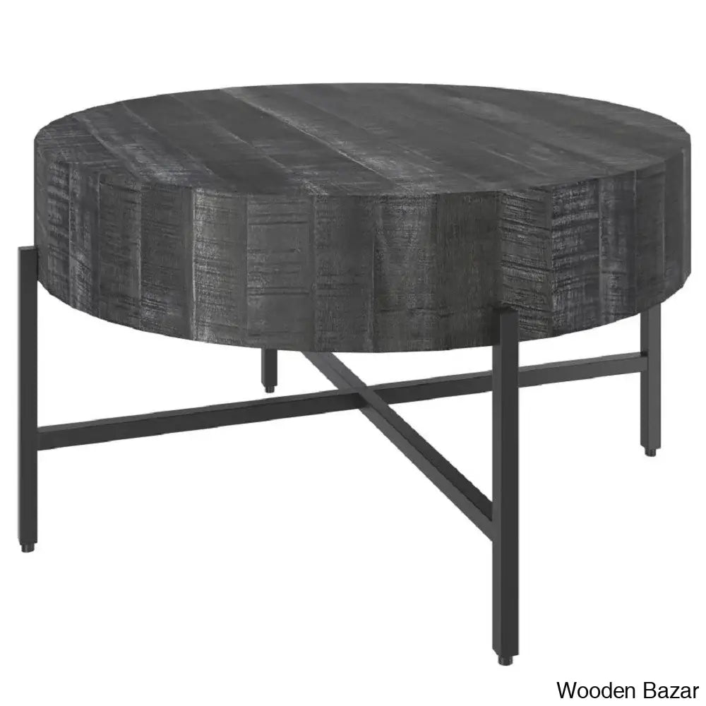 Paislea Solid Wood Top Coffee Table Center Table - Wooden Bazar Gray