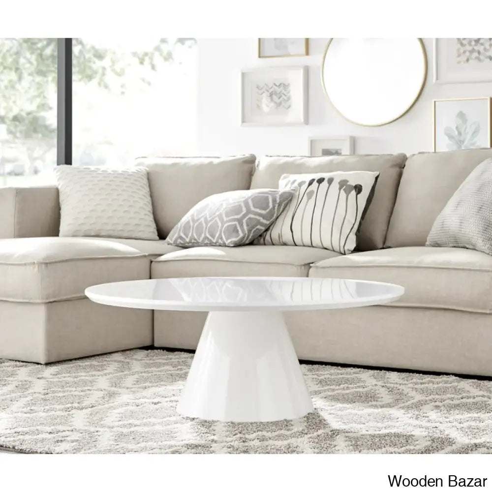 Palmic Luxury Pedestal Round Coffee And Center Table