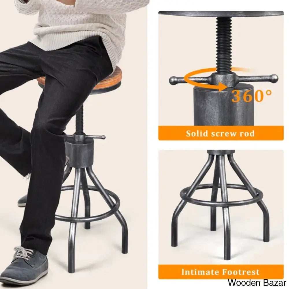 Palmy Swivel Counter And Bar Stool With Metal Frame (Set Of 2)