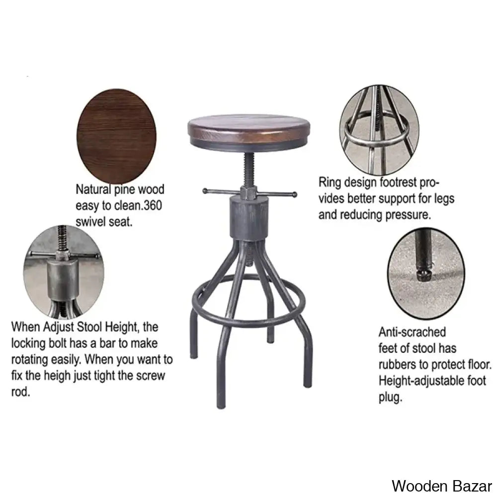 Palmy Swivel Counter And Bar Stool With Metal Frame (Set Of 2)