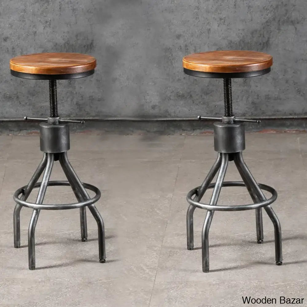 Palmy Swivel Counter And Bar Stool With Metal Frame (Set Of 2)