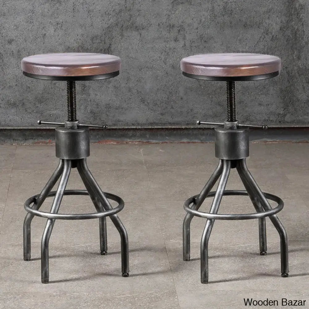 Palmy Swivel Counter And Bar Stool With Metal Frame (Set Of 2)