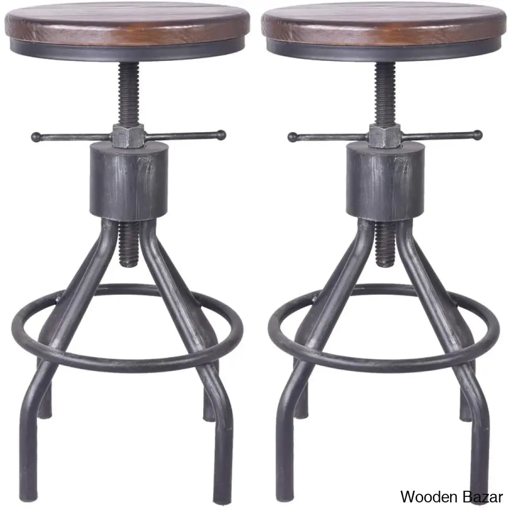 Palmy Swivel Counter And Bar Stool With Metal Frame (Set Of 2) Dark Brown Seat/Silver