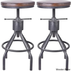 Palmy Swivel Counter And Bar Stool With Metal Frame (Set Of 2) Dark Brown Seat/Silver