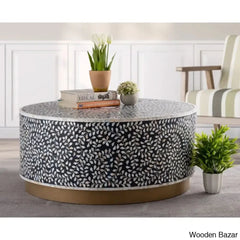 Pansy Solid Handmade Coffee Table And Center Table Navy Blue