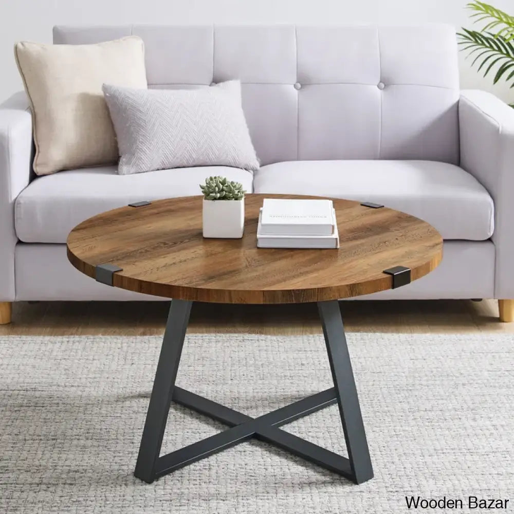 Paramus Cross Legs Round Coffee And Center Table