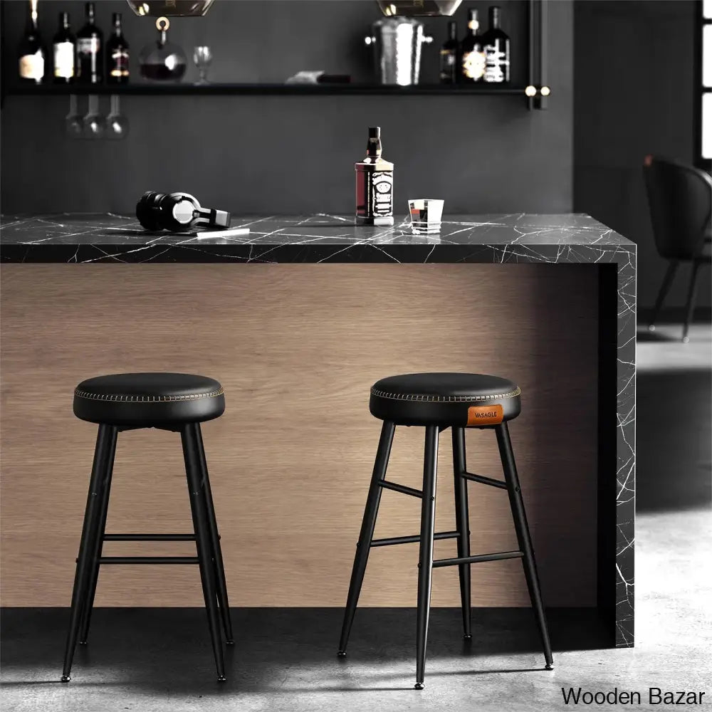 Parmleys Swivel Faux Leather Counter And Bar Stool (Set Of 2) Black Leather/Black Frame / Bar