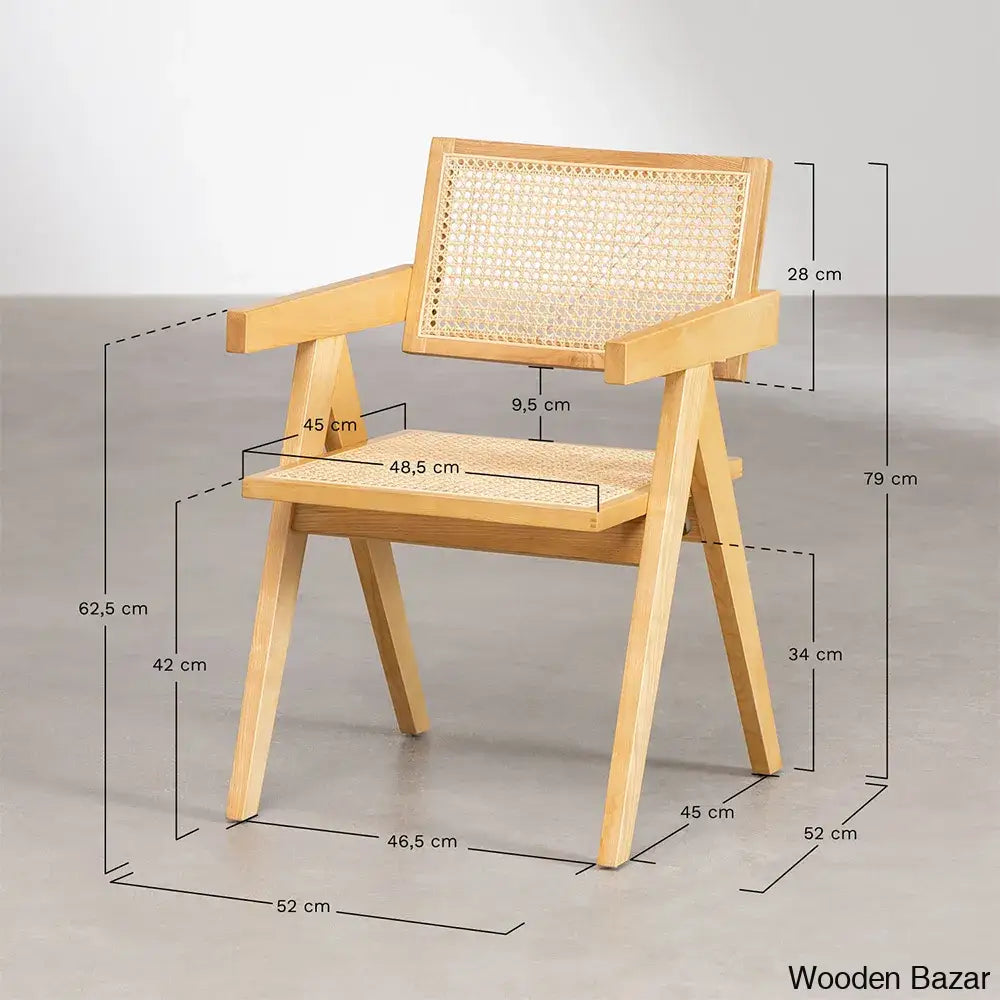 Patsy Modern Wooden Dining Table Set With Four Armrest Chairs