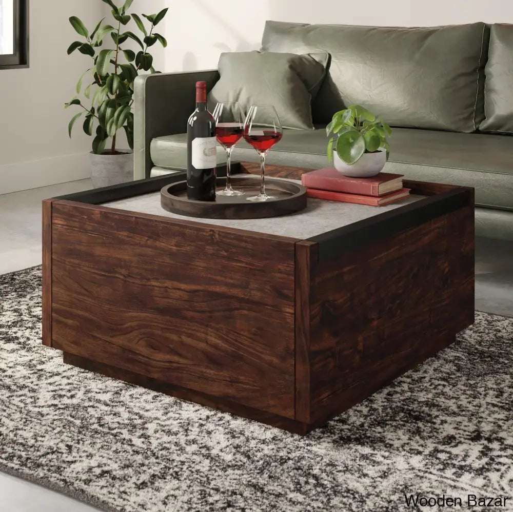 Patton Coffee Table And Center Table - Wooden Bazar Rich Walnut