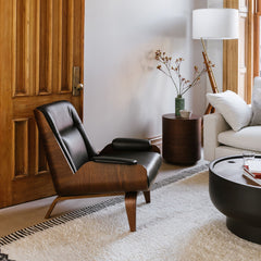 Tiyusha Bent Ply Leather Chair - Wooden Bazar