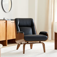 Tiyusha Bent Ply Leather Chair - Wooden Bazar