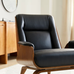 Tiyusha Bent Ply Leather Chair - Wooden Bazar
