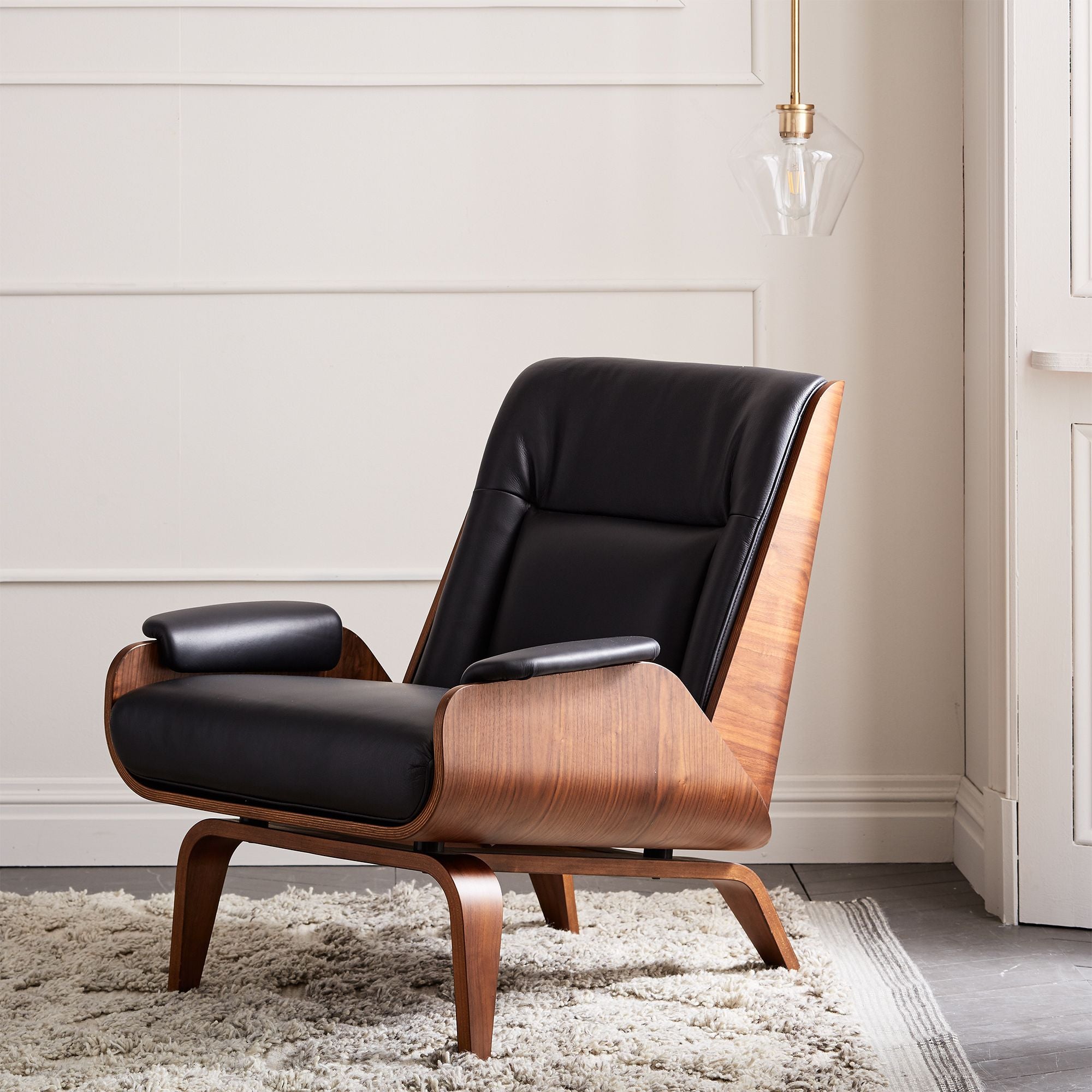 Tiyusha Bent Ply Leather Chair - Wooden Bazar