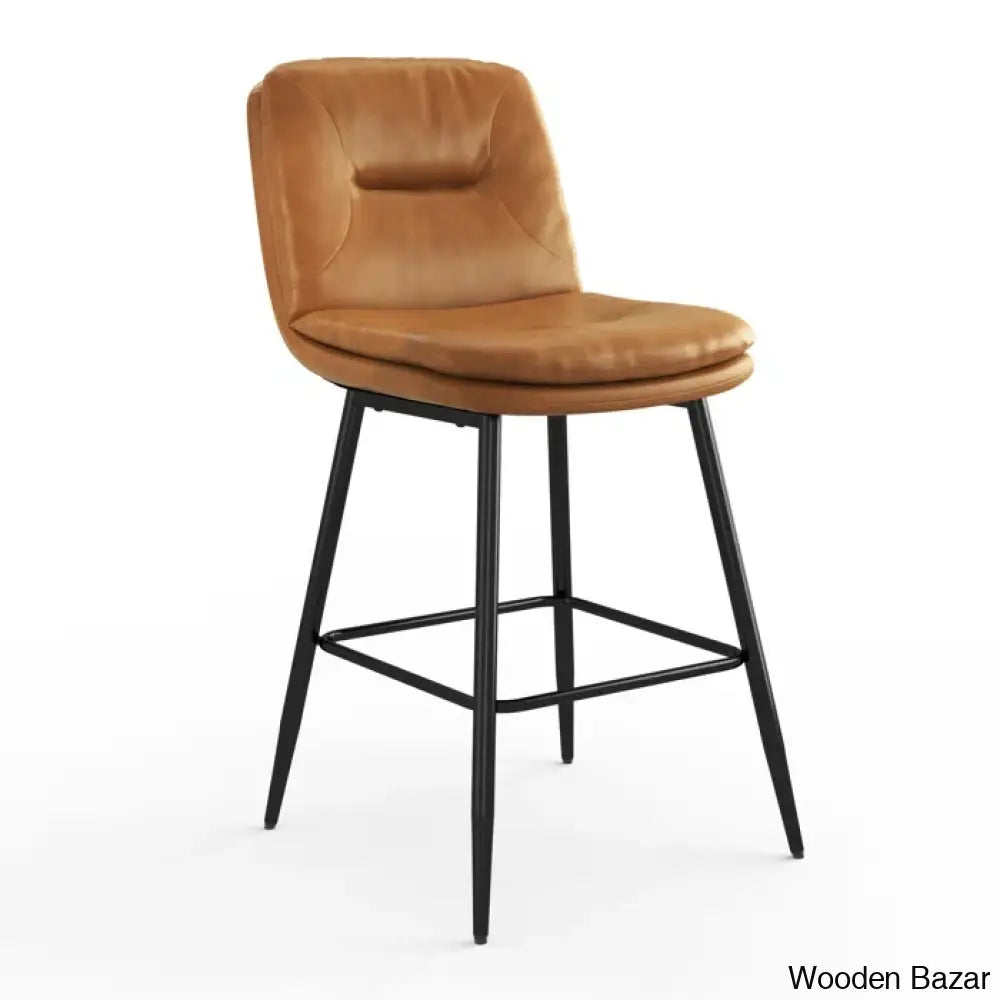 Pelayoz Swivel Upholstered Leather Bar & Counter Stool (Set Of 2)