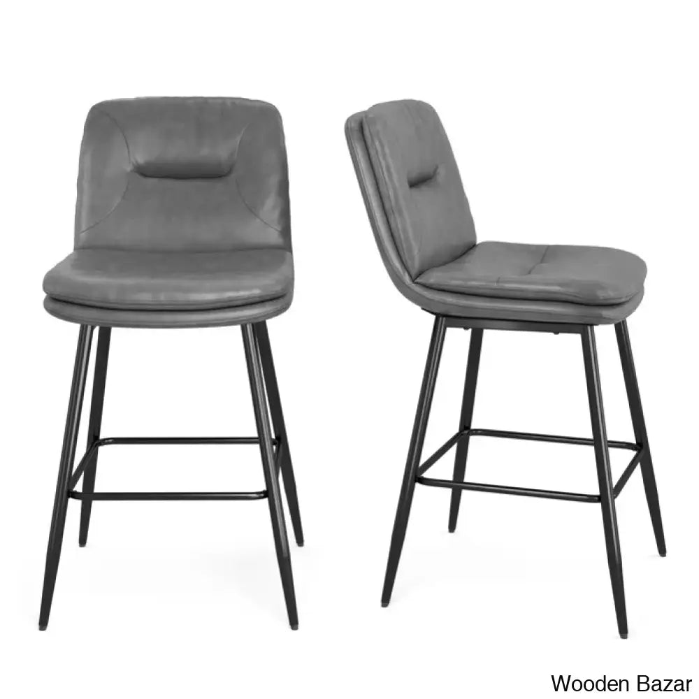 Pelayoz Swivel Upholstered Leather Bar & Counter Stool (Set Of 2)