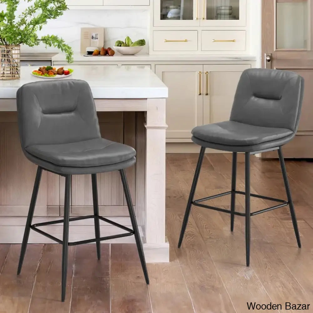 Pelayoz Swivel Upholstered Leather Bar & Counter Stool (Set Of 2)