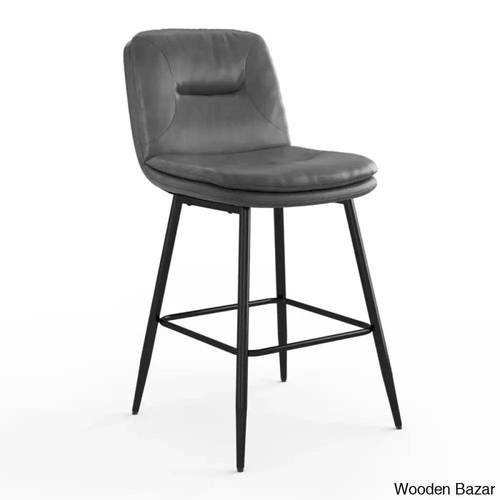 Pelayoz Swivel Upholstered Leather Bar & Counter Stool (Set Of 2)