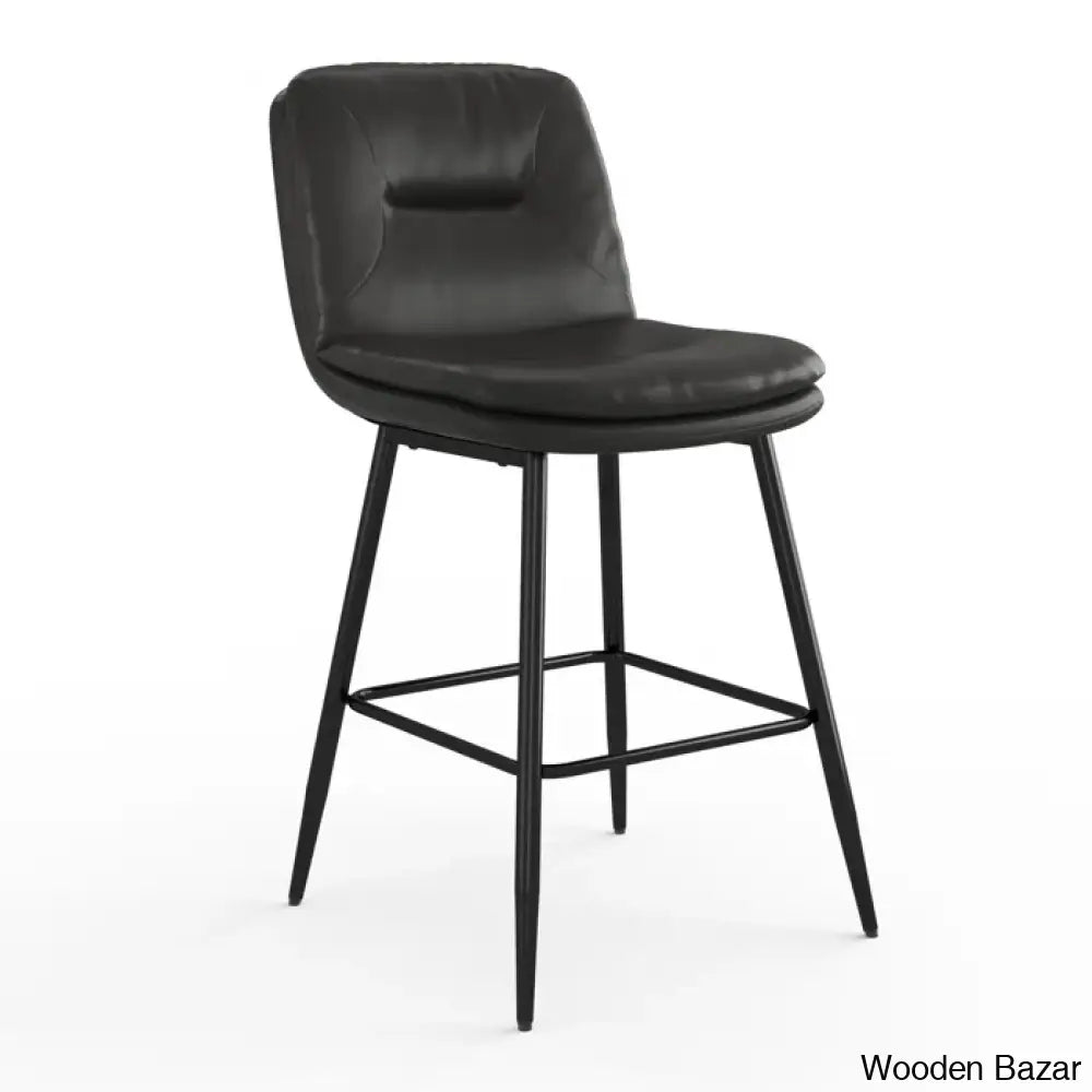 Pelayoz Swivel Upholstered Leather Bar & Counter Stool (Set Of 2)