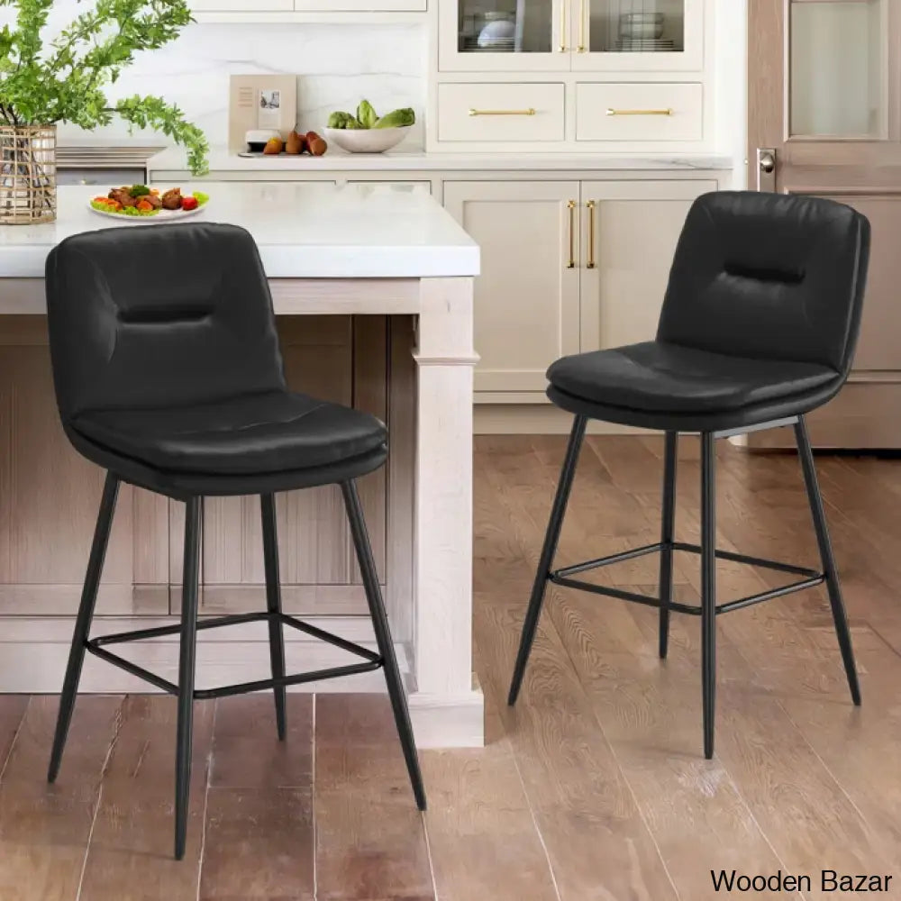 Pelayoz Swivel Upholstered Leather Bar & Counter Stool (Set Of 2)