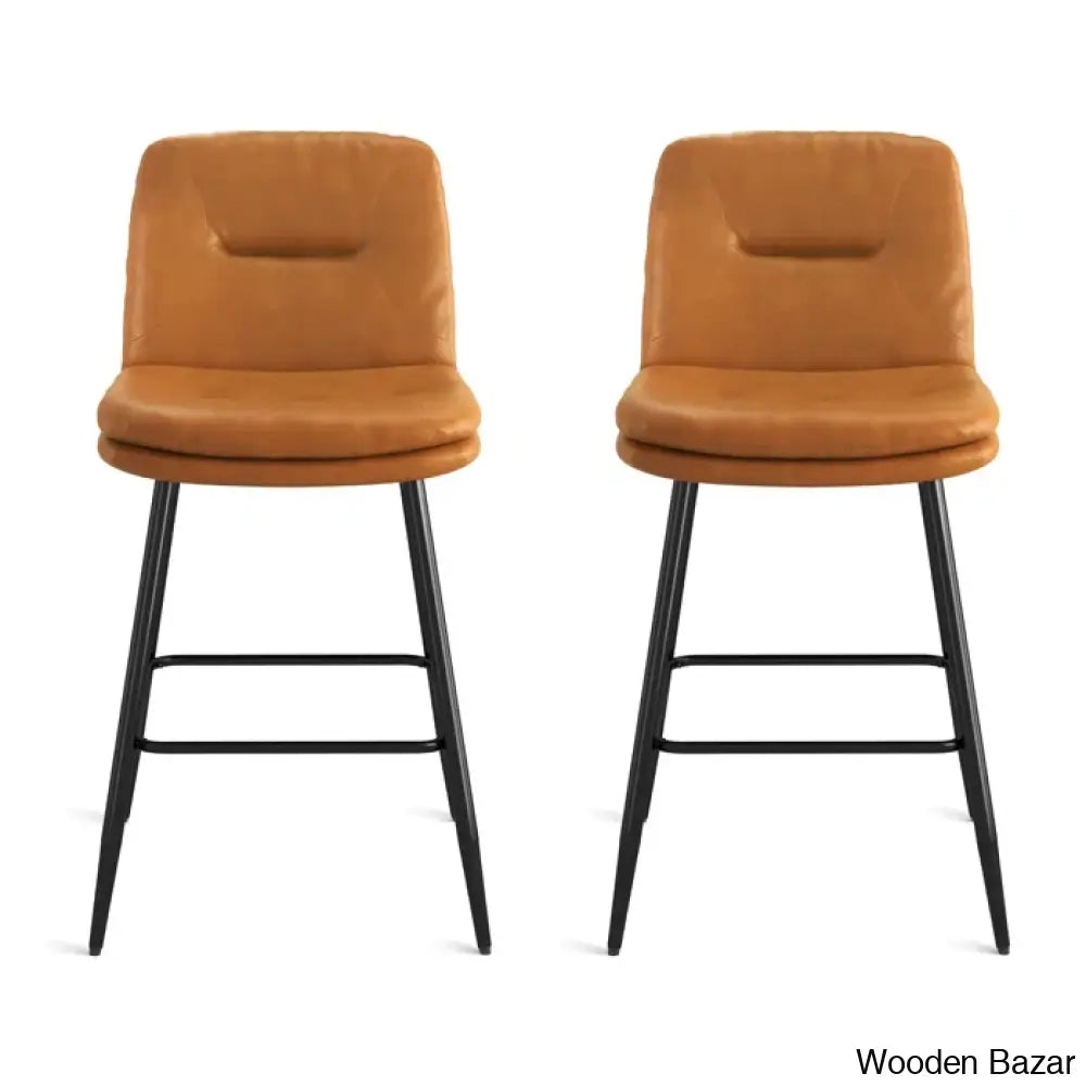 Pelayoz Swivel Upholstered Leather Bar & Counter Stool (Set Of 2)