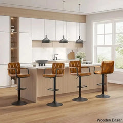 Penacooku Swivel Adjustable Height Bar Stool (Set Of 2) - Wooden Bazar